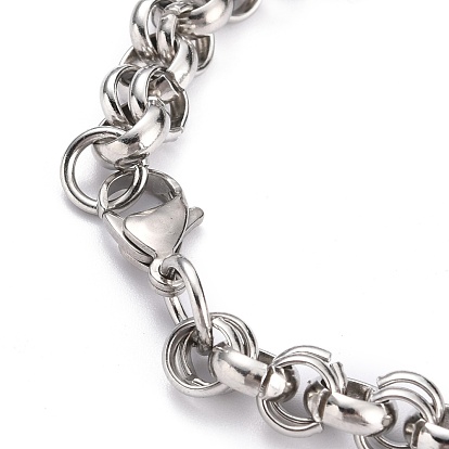 304 Stainless Steel Rolo Chain Bracelets, with Lobster Claw Clasps