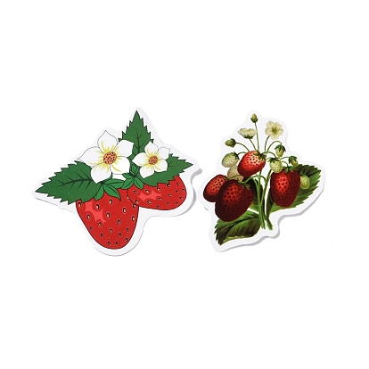 Cartoon Strawberry Paper Stickers Set, Adhesive Label Stickers, for Water Bottles, Laptop, Luggage, Cup, Computer, Mobile Phone, Skateboard, Guitar Stickers