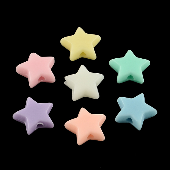 Abalorios de acrílico opacos, estrella, 10x10x4 mm, Agujero: 2 mm, sobre 2515 unidades / 500 g