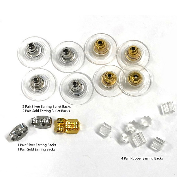 Brass Ear Nuts, Brass with Plastic Earrings Bullet Backs, Plastic Rubber Earring Backs