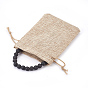 Bracelets extensibles en pierre de lave naturelle et agate, om mani padme hum, avec apprêts en métal et emballage en toile de jute, ronde