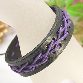 Leater Cord Bracelet, Gothic Nylon Braided Adjustable Bracelet for Men