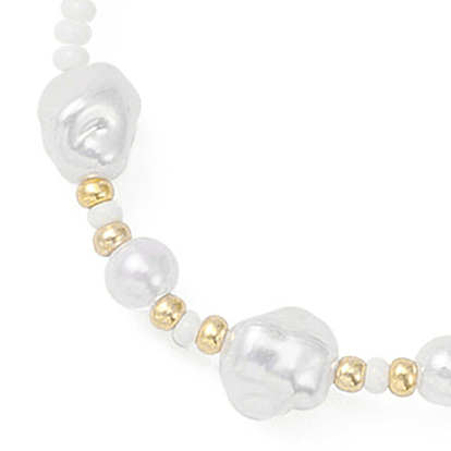Pulsera elástica con cuentas de perlas de imitación de plástico ABS y collar de cuentas, conjunto de joyas para mujer