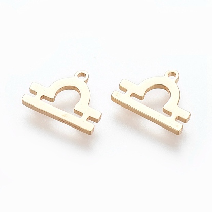 304 Stainless Steel Charms, Constellation/Zodiac Sign, Real 18K Gold Plated