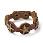 PU Leather Cord Bracelets, with Alloy Findings, Star, Antique Bronze