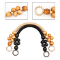 PandaHall Elite 4Pcs 2 Colors Nylon Bag Handles, with Wooden Beads & Zinc Alloy Spring Ring Clasps, Bag Replacement Accessories