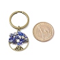 Alloy Keychain, with Gemstone Chip Beads, Flat Round with Tree of Life