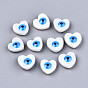 Natural Freshwater Shell Beads, with Enamel, Enamelled Sequins, Heart with Evil Eye