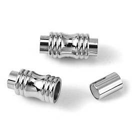 304 Stainless Steel Magnetic Clasps with Glue-in Ends, Column, 19x8mm, Hole: 5mm