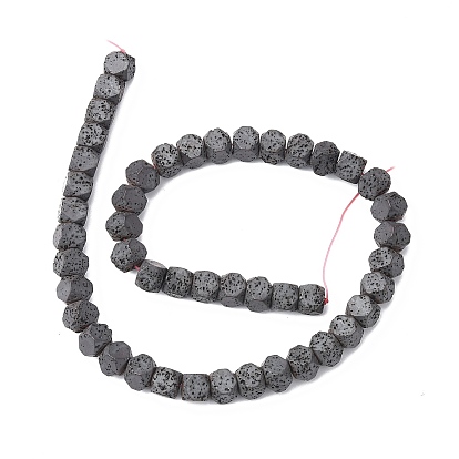 Natural Lava Rock Beads Strands, Faceted, Polygon