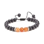 Bracelet de perles tressées en pierre de lave naturelle et pierres précieuses, bijoux aux huiles essentielles pour femmes
