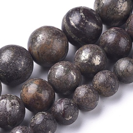 Natural African Pyrite Beads Strands, Round