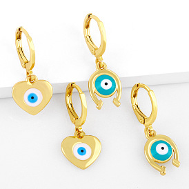 Geometric Heart Pendant Earrings for Women - Fashion Devil Eye Drop Dangle Jewelry