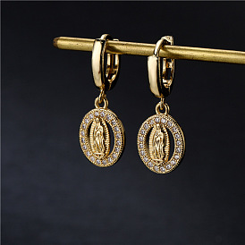 Boucles d'oreilles forme géométrique mary pour femme - bijoux d'oreille classiques et chics en cuivre micro incrusté