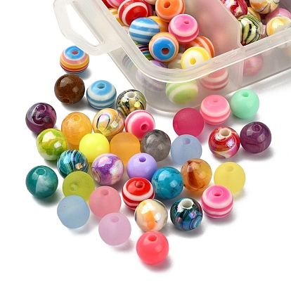 DIY Beads Jewelry Making Finding Kit, Including 195Pcs 5 Style Acrylic & Resins  Round Beads