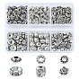 255 piezas 6 cuentas de espaciador de aleación de estilo tibetano y diamantes de imitación de hierro, rondelle & bicono & flor & barril