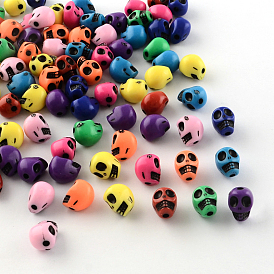 Opaque Acrylic Beads, Skull, 10x8x9mm, Hole: 2mm, about 1200pcs/500g