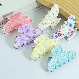 Flower Pattern Acrylic Large Claw Hair Clips, for Girl Women Thick Hair