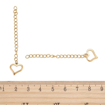 Ion Plating(IP) 304 Stainless Steel Chain Extender, with Heart Charms