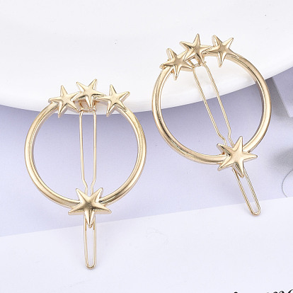Alloy Hollow Geometric Hair Pin, Ponytail Holder Statement, Hair Accessories for Women, Cadmium Free & Lead Free, Ring with Star