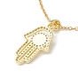 Main de hamsa en zircone cubique claire avec collier pendentif mauvais œil, 304 bijoux en acier inoxydable pour femmes