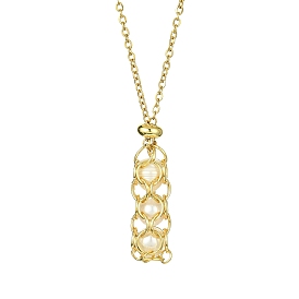 Collier pendentif perle naturelle, pochette en macramé 304 collier en acier inoxydable