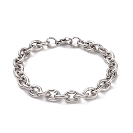 201 Stainless Steel Chunk Cable Chains Bracelet for Men Women