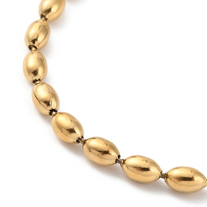 Chapado de iones (ip) 304 pulseras de cadena de bolas ovaladas de acero inoxidable para mujer