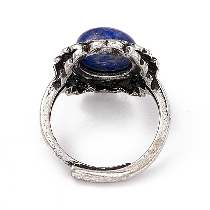 Цветочные регулируемые кольца с натуральными драгоценными камнями, антикварные серебряные латунные кольца на палец для женщин