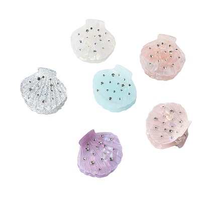 PVC Claw Hair Clips for Women, with Rhinestone, Shell Shape