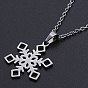 201 Stainless Steel Pendants Necklaces, with Cable Chains and Lobster Claw Clasps, Snowflake