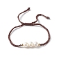 Adjustable Nylon Thread Cord Bracelets Sets for Mom & Daughter, with Natural Pearl Beads and Brass Spacer Beads