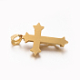 Tema de pascua nuevo regalo 201 colgantes de cruz de crucifijo de acero inoxidable, para la Pascua, 33x23x7 mm, agujero: 5x7 mm