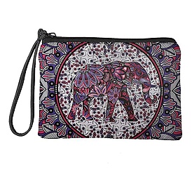 Elephant Print Cloth Clutch Bags, Zipper Change Wallets Purse, Rectangle