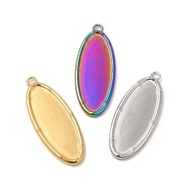 Ion Plating(IP) 304 Stainless Steel Pendant Cabochons Settings, Oval