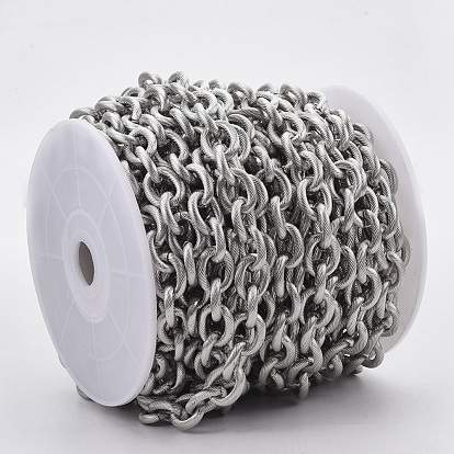304 Stainless Steel Cable Chains, Textured, Unwelded, with Spool, Oval