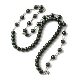 Dyed Natural Pearl Beaded Necklace with 304 Stainless Steel Chains