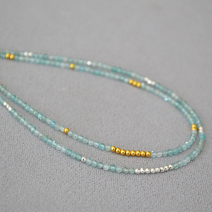 Elegant Blue Gemstone Beaded Necklace - Minimalist, Delicate, Unique, Fashionable.