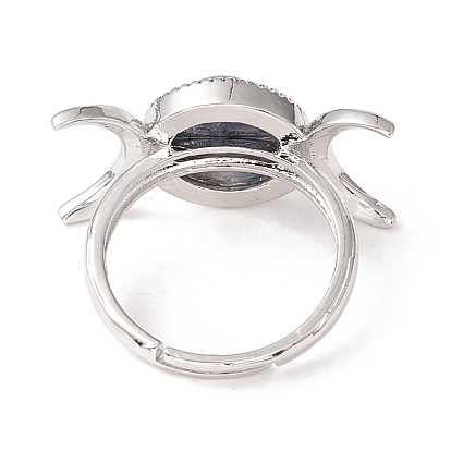 Регулируемое кольцо с луной из драгоценных камней, украшения из латуни для женщин, платина, без кадмия и без свинца