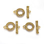 Tibetan Style Alloy Toggle Clasps, Rectangle and Flat Round