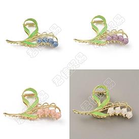CRASPIRE 4Pcs 4 Colors Fashion Lily of the Valley Zinc Alloy Enamel Claw Hair Clips, Hair Accessories for Woman Girl