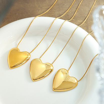 Colliers pendentif coeur en acier titane, collier chaîne serpent avec fermoir mousqueton