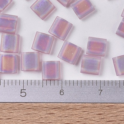 Perles miyuki tila, perles de rocaille japonais, 2-trou, couleurs transparentes mates ab