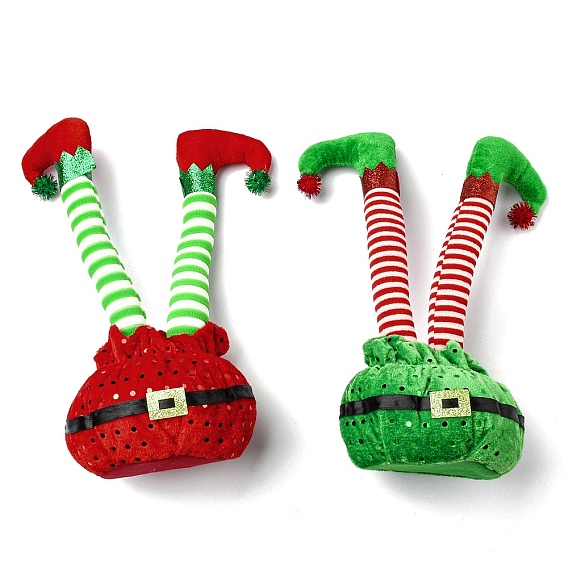 Adornos de pierna de elfo de tela de navidad, para la decoración de escritorio del hogar de la fiesta de navidad