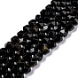 Natural Golden Sheen Obsidian Beads Strands, Polygon, Faceted