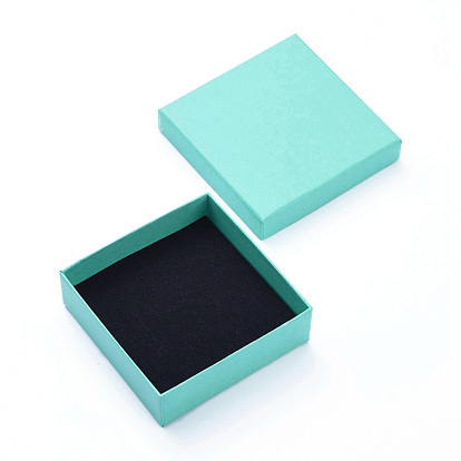 Картонная подарочная коробка комплект ювелирных изделий коробки, для ожерелья, Серьги, с черной губкой внутри, квадратный