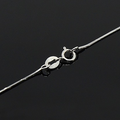 Trendy Unisex 925 Sterling Silver Snake Chain Necklaces, with Spring Ring Clasps, Thin Chain