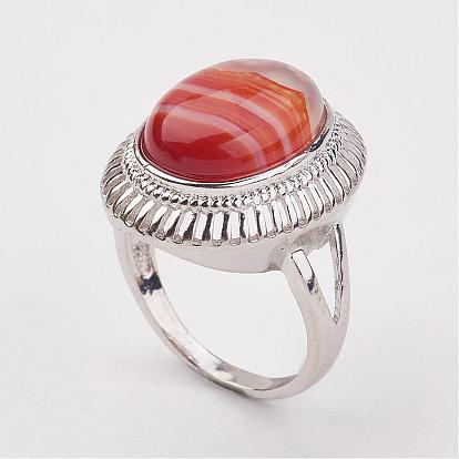 Les anneaux de doigts pierre précieuse, avec accessoire anneau en laiton, platine, ovale