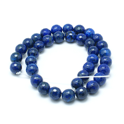 Hilos de cuentas de lapislázuli natural, teñido, facetados, rondo