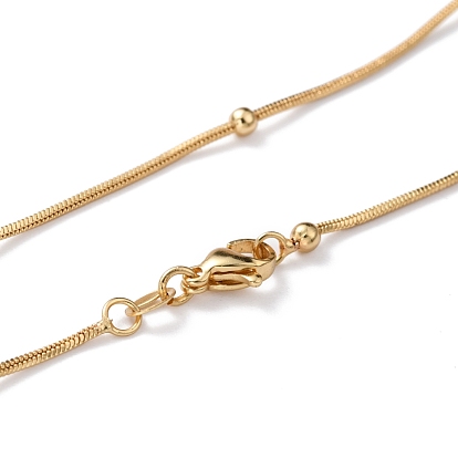 Laiton colliers chaîne serpent, avec des perles rondes et fermoirs pince de homard, plaqué longue durée